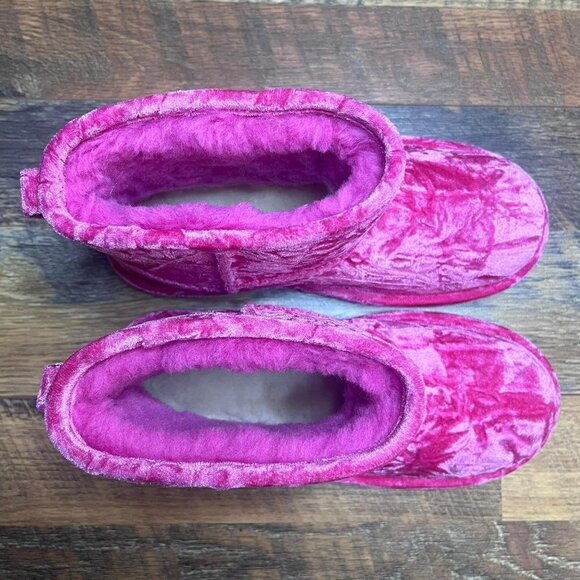 Uggs Classic Mini II Velvet Boot Raspberry Sorbet Wool Lining Size 5 US - Picture 4 of 7